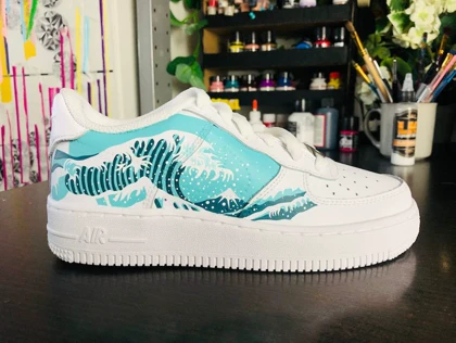 کفش اسپرت کاستوم کتانی با طرح موج و کوه نایک nike ایرفورس air force کد 56795
