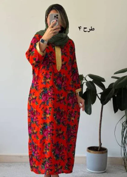 پیراهن نخی گلی