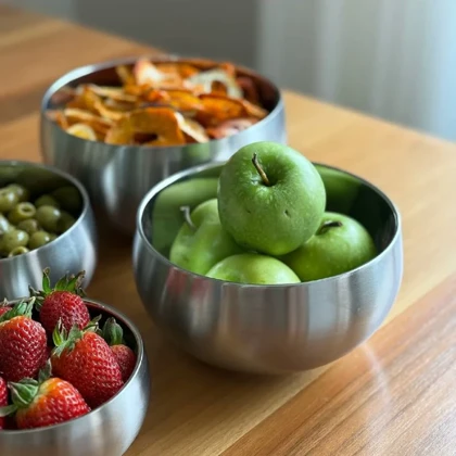 ست 4 عددی کاسه استیل دوجداره