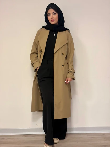 ترنچ کت بلند آستردار شیما