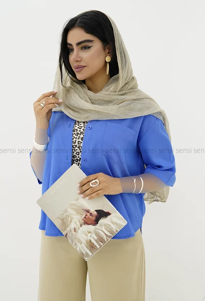 شومیز زنانه سیلک باکسی رنگی کد1006112
