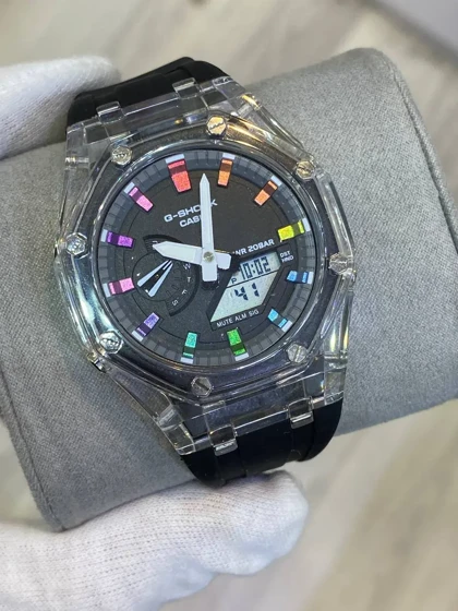 ساعت جی شاک صفحه رزین عقربه رنگی