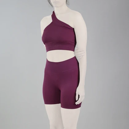 ست نیم‌تنه و کشاله بند ورزشی زنانه مدل 2061 بادمجانی