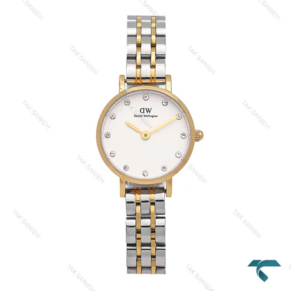 ساعت دنیل واینگتون زنانه مینی گرد دورنگ طلایی ایندکس نگین DW-6762-L
