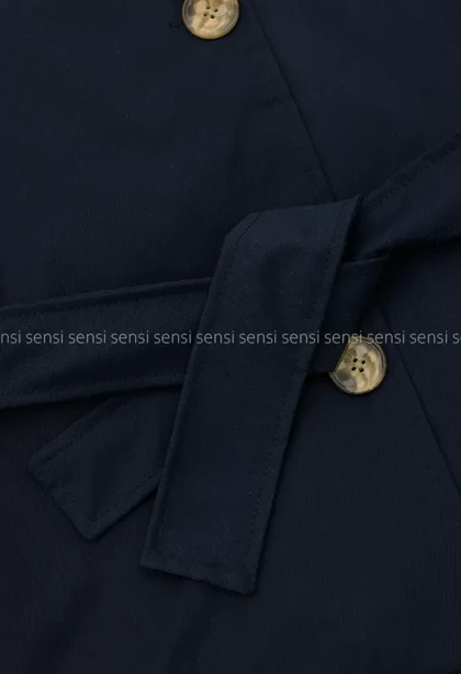 ترنچ کت یقه ایستاده کتان@کد1004635