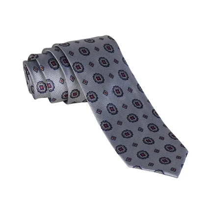 ست کراوات و دستمال جیب طوسی طرح دار 98128