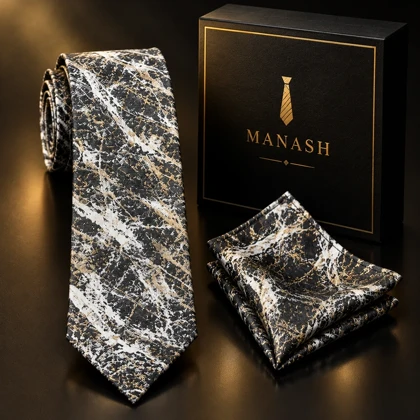 کراوات رسمی مردانه کرم طرح مینیمال با پوشت هماهنگ cod655 / اورجینال دیلم