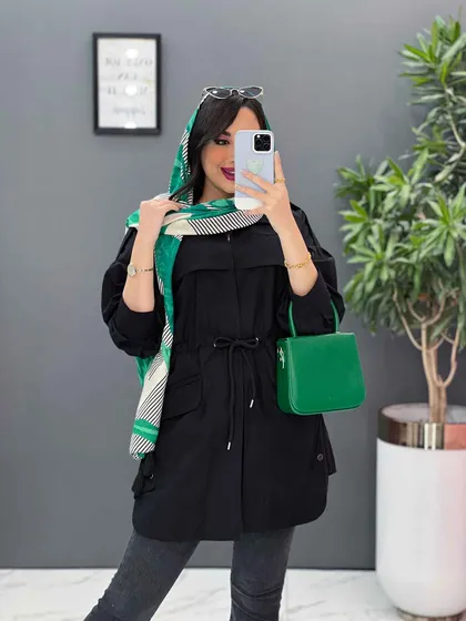 مانتو کمرگت بغل سه دکمه