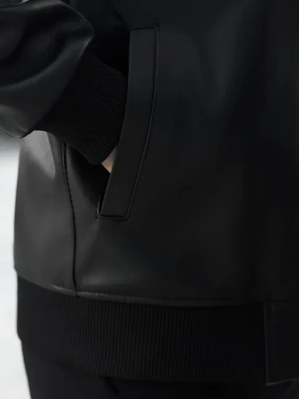 کاپشن چرم طبیعی مشکی j151