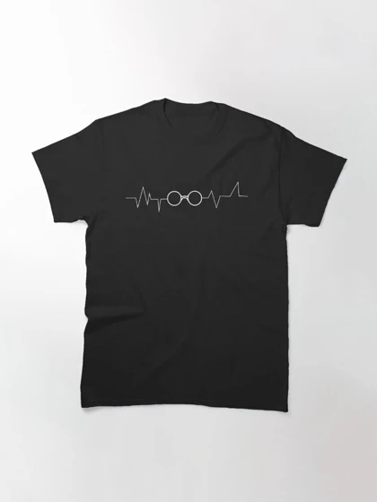 تیشرت هری پاتر تیشرت انیمه Glasses are my Heart beat black کد 165082