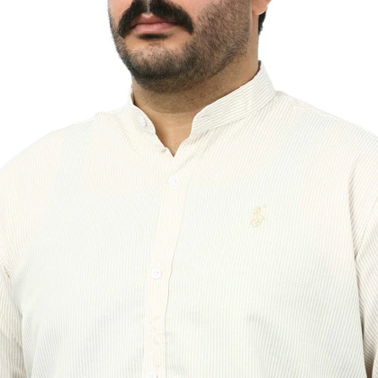 پیراهن آستین بلند راه راه یقه دیپلمات مردانه مدل 6102065