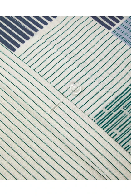 سرویس روتختی دو نفره English Home مدل Modern Weave پنبه‌ای - سبز تیره-نارنجی
