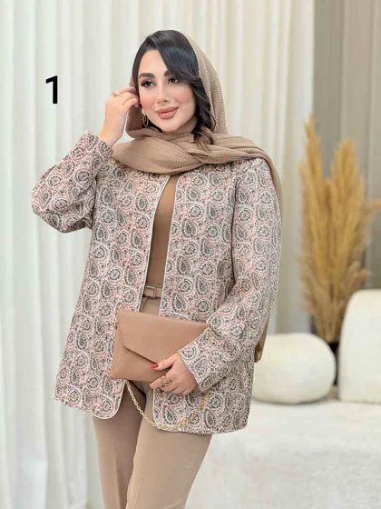 مانتو طرح دار مغزی دوزی 6730