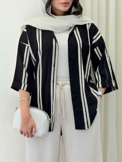 شومیز آستین پاکتی طرح راه راه