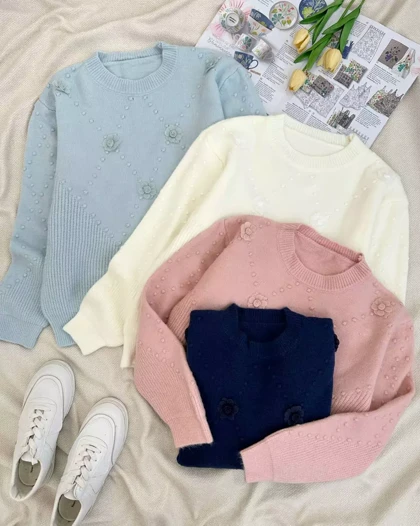 پلیور بافت گل برجسته کد 5396