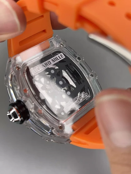 ساعت مچی ریچارد میل صفحه اسکلتون بند رابر نارنجی Richard Mille