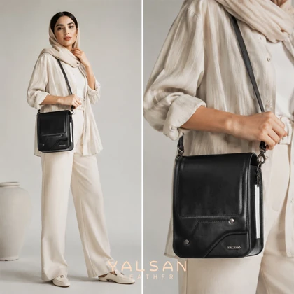 کیف دوشی چرم یلسان مدل هایکا کد 102-GN