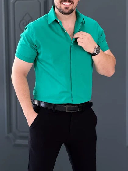 پیراهن ساده 031662 سبزبوتگا