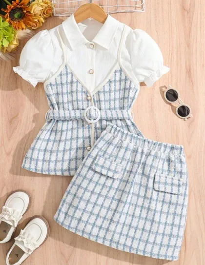 ست بلوز دامن دخترانه برند شین SHEIN