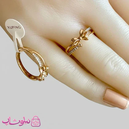 انگشتر زنانه ژوپینگ مدل پاپیون ظریف دولاین کد 2391
