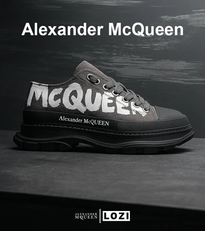 کفش کتانی نیم ساق طوسی Alexander McQueen مدل 6882