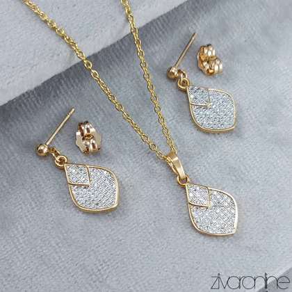 نیم ست جواهری ژوپینگ با پوشش نگین 10071