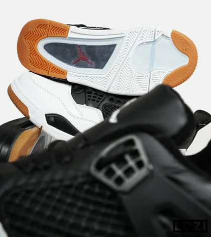 کتانی ساق‌دار زنانه و مردانه مشکی سفید Nike air jordan 4 مدل 6466