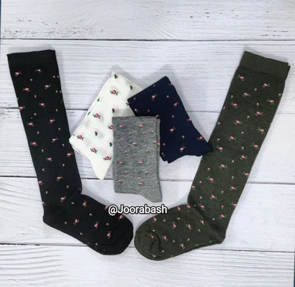 جوراب زنانه بالا زانو گل رز