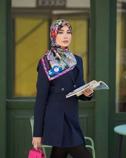 روسری ابریشم توییل دوردستدوز (قواره صد) 30173