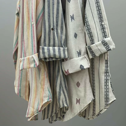 تونیک لینن یقه دار