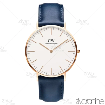 ساعت دنیل ولینگتون مردانه قاب رزگلد بند چرم سرمه ای 104112