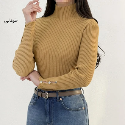 بلوز بافت زنانه یقه ایستاده کرکره ای | آی بولک
