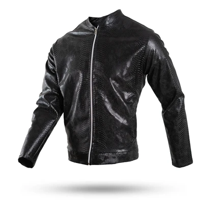 کاپشن چرم طرح پوست مار ساده مردانه مدل Yasan ویژه