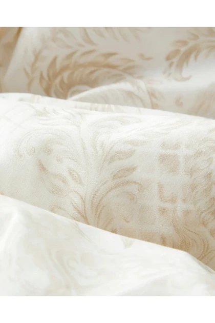 سرویس روتختی دو نفره با ملحفه کشدار English Home مدل Elegance Fleure پنبه‌ای - بژ