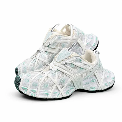 کفش کتانی مردانه مدل بالنسیاگا اسپایدر کاستوم سفید سبز BALENCIAGA SPIDE
