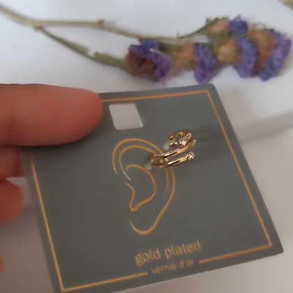 ایرکاف طلایی (Gold Plated) زنانه طرح مارپیچ دو ردیفه – نگین‌دار