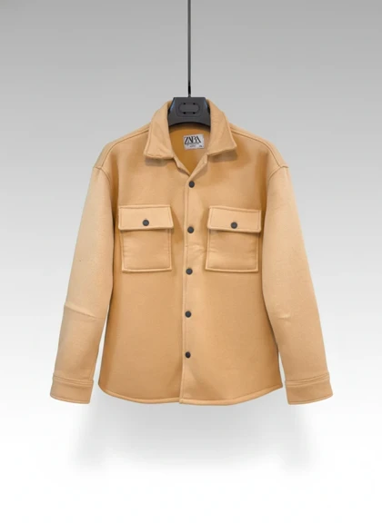 کت فوتر مردانه کرم کاراملی خاص گرماژ بالا فوق‌العاده شیک استایل باکسی