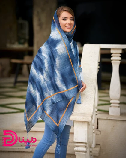 شال آبرنگی نخی منگوله‌دار