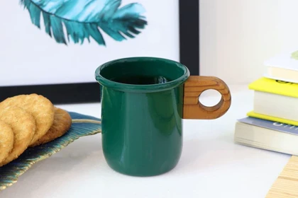 لیوان لعابی دسته چوبی 200 میل