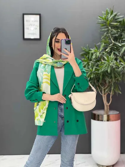 مانتو لینن شش دکمه آستین پیله