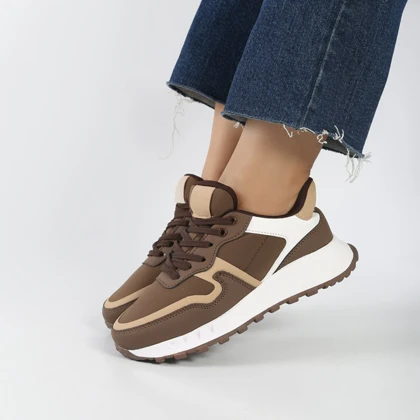 کفش و کتانی اسپرت زنانه و دخترانه رنگ قهوه ای کد M816