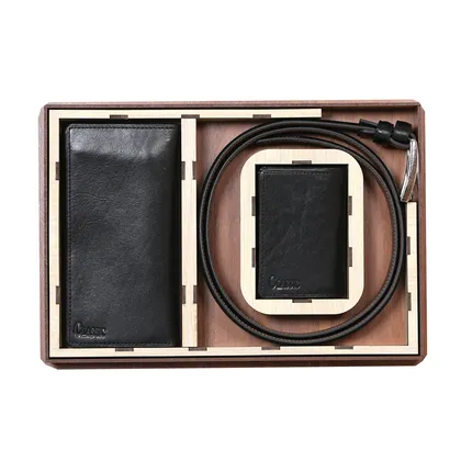 ست هدیه کیف پول و کمربند چرمی مدل CLASSIC کلاسیک SBC009