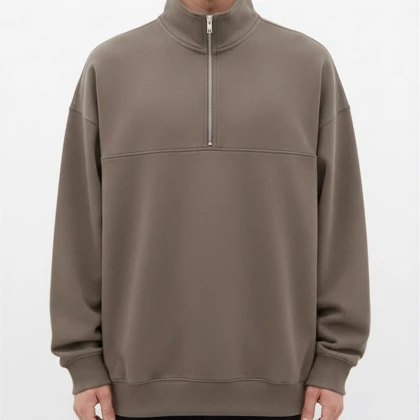 دورس نیم زیپ مردانه، قهوه ای سه نخ کرکی استایل گرم و شیک 1404
