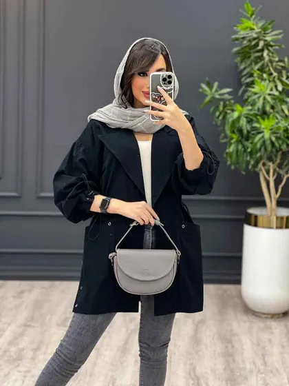 مانتو کمرگت بغل پرچ دار