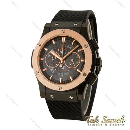 ساعت هابلوت مردانه سه موتوره مشکی زه رزگلد صفحه اسکلتون Hublot-5639-G