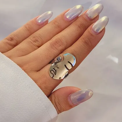 انگشتر استیل چهره خطی