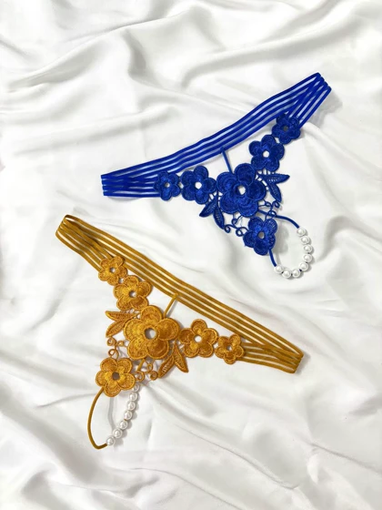 شورت مرواریدی طرح گل کد 159