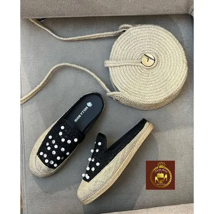 صندل و اسلیپر زنانه کنفی مروارید نگینی