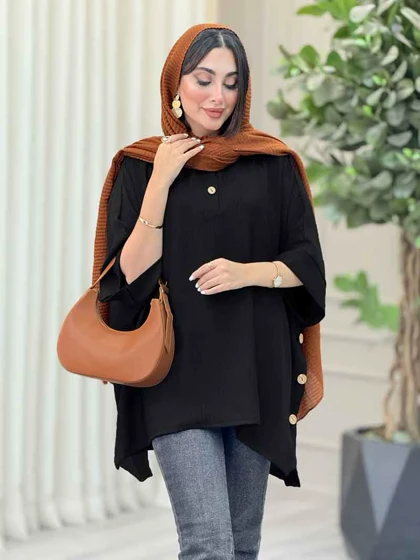 مانتو پانچ یقه دو دکمه هیما