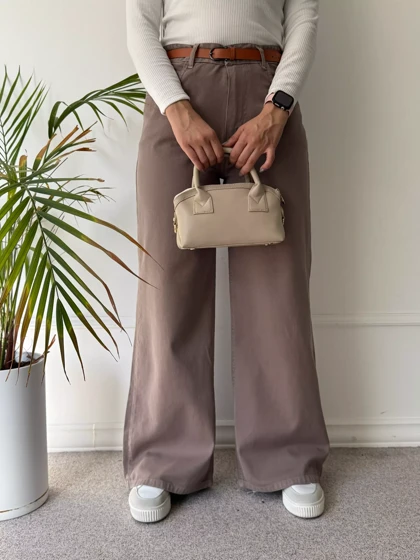 شلوار کتان نیم بگ